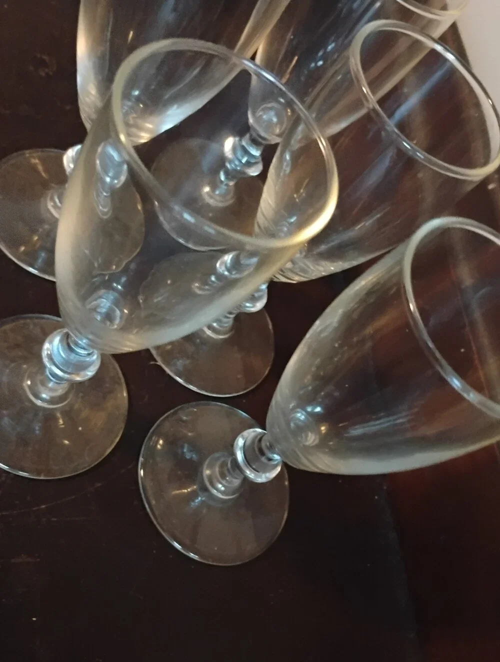 Vintage Clear Glass Footed Cordial Stemware - Set of 5 Elegant Wine Glasses